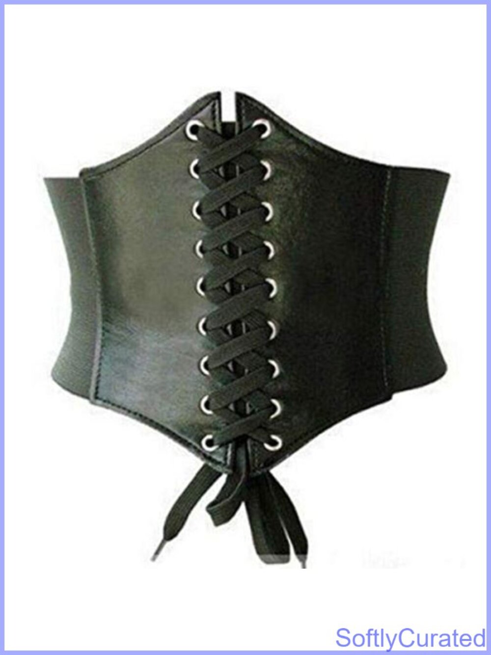 Waspie Corset Belt Soft Faux Leather Tie Waist Cincher Wide Elastic Band
